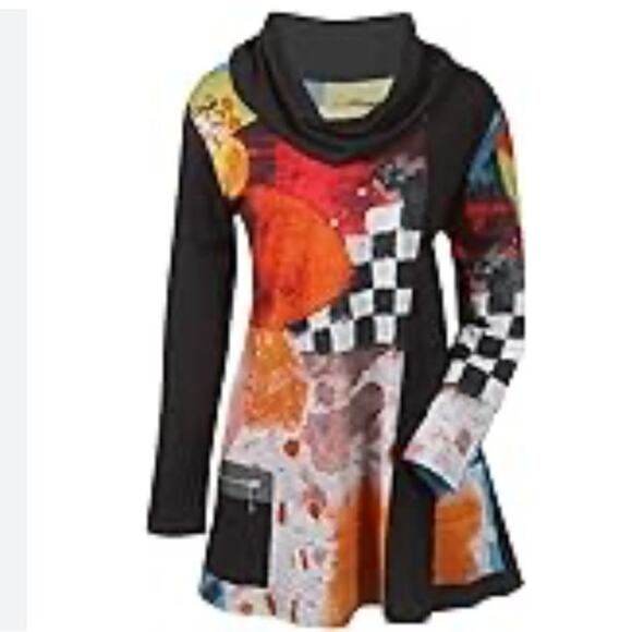 Parsley & Sage Artsy Lagenlook Tunic Top Size XL Art To Wear Boho Avant Garde - Picture 1 of 10